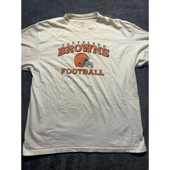 Cleveland Browns Shirt Men’s XL White (yellowed) Reebok NFL Logo Vintage - Picture 1 of 6